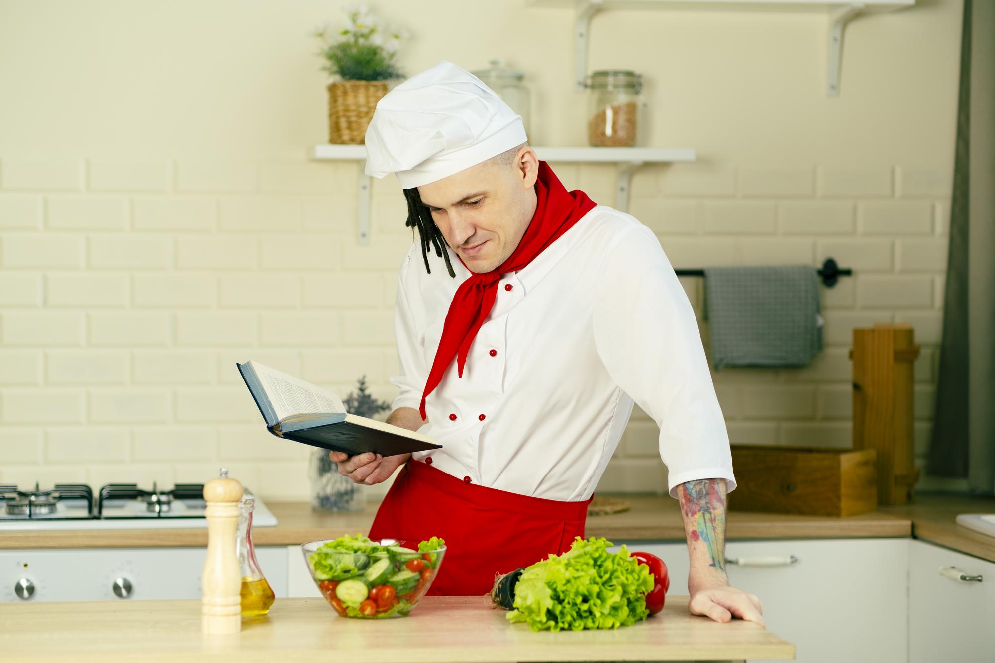 Assistant chef prepping ingredients
